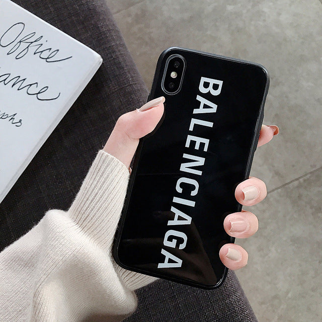 Tempered Glass Marble Cases for iPhone (Balenciaga)