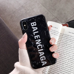 Tempered Glass Marble Cases for iPhone (Balenciaga)